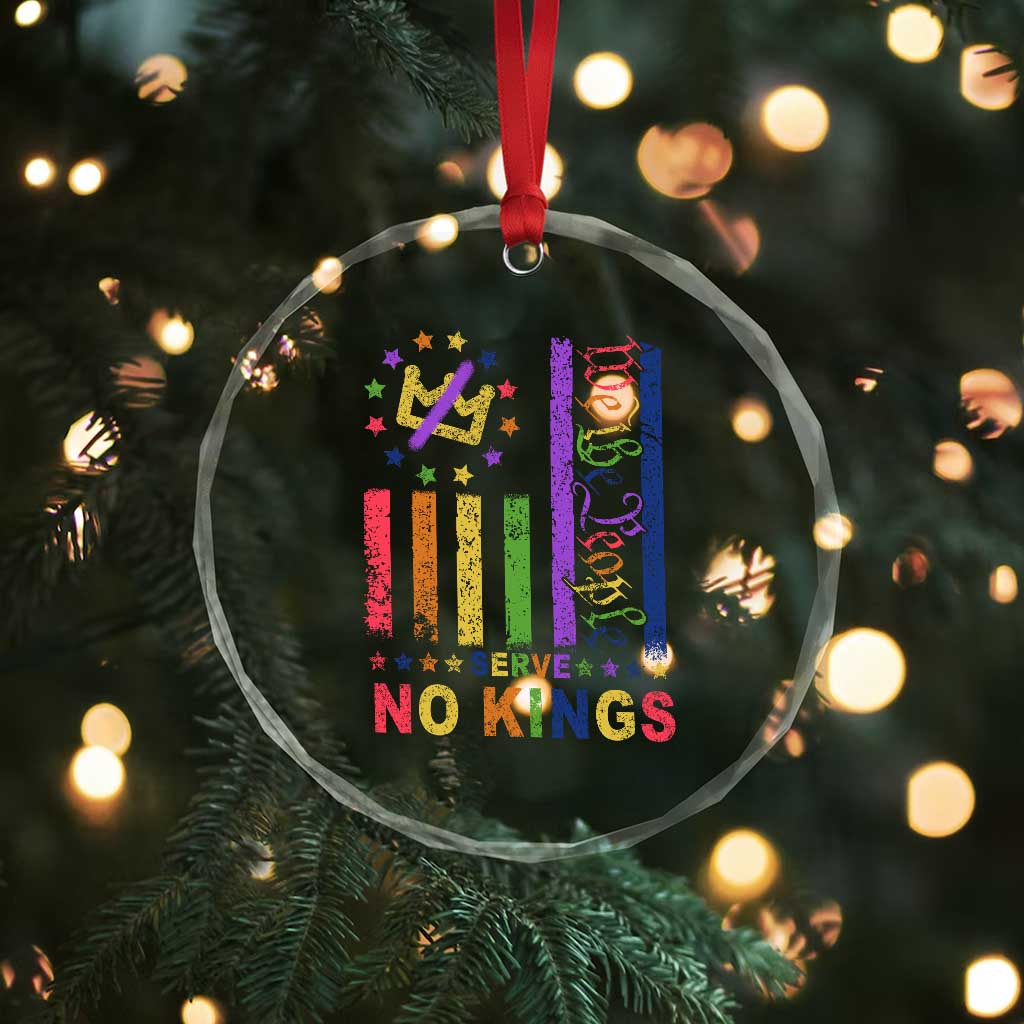 We The People No Kings in America Crystal Glass Ornament Protest LGBTQ+ American Flag TS10 Print Your Wear