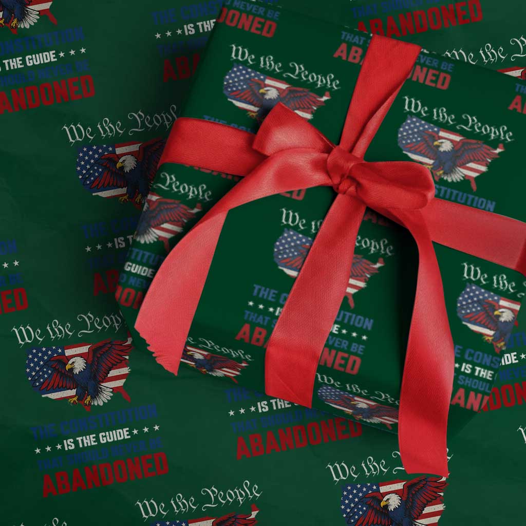We the People Patriotic Eagle Wrapping Paper Roll Defend the Constitution American Flag TS02 Green Print Your Wear