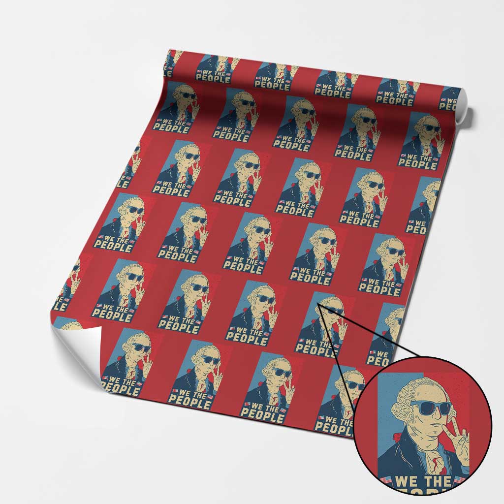 We the People Retro George Washington Wrapping Paper Roll Patriotic American Founding Fathers Peace Sign TS02 Red Print Your Wear