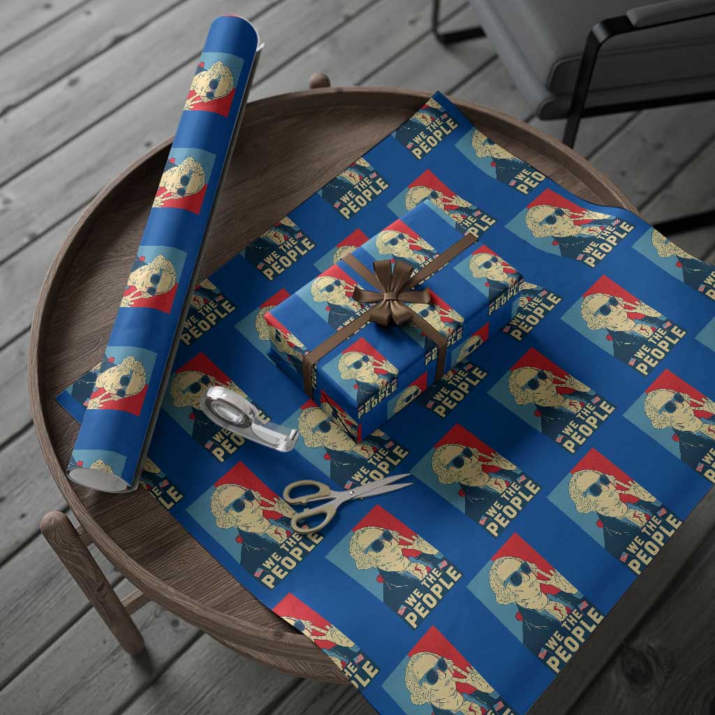 We the People Retro George Washington Wrapping Paper Roll Patriotic American Founding Fathers Peace Sign TS02 Blue Print Your Wear