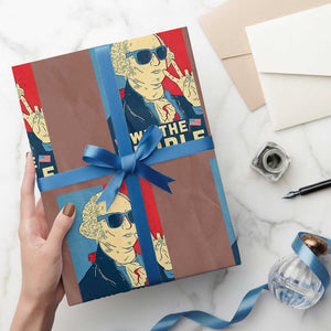 We the People Retro George Washington Wrapping Paper Roll Patriotic American Founding Fathers Peace Sign TS02 Mocha Print Your Wear