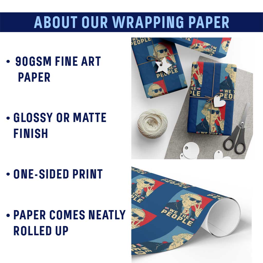 We the People Retro George Washington Wrapping Paper Roll Patriotic American Founding Fathers Peace Sign TS02 Print Your Wear