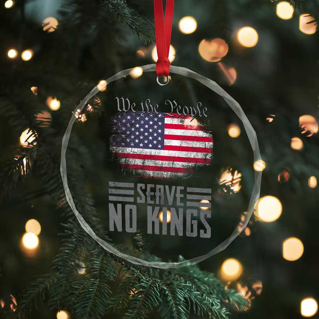 We The People Serve No Kings Crystal Glass Ornament Patriotic Eagle American Flag TS02 Print Your Wear