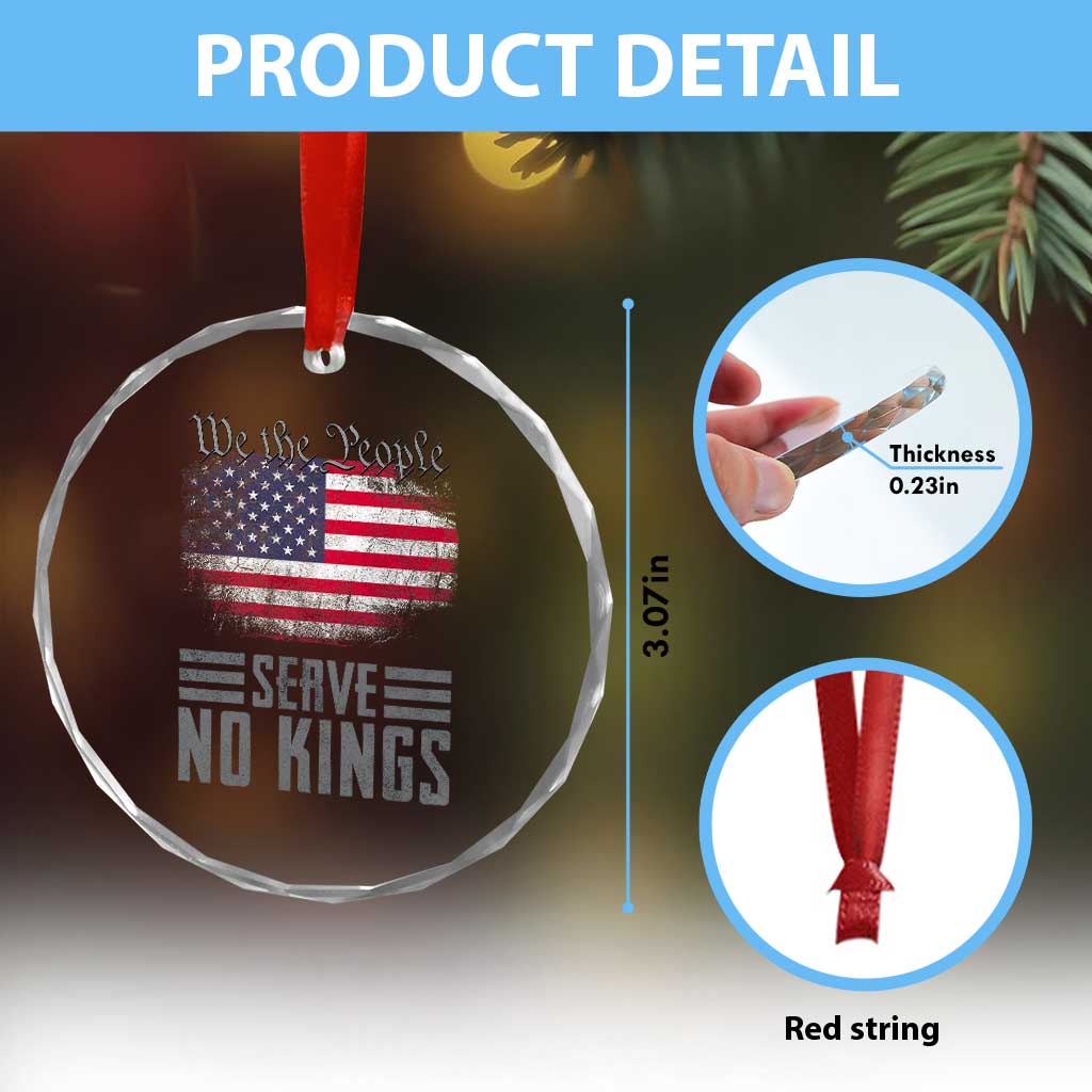We The People Serve No Kings Crystal Glass Ornament Patriotic Eagle American Flag TS02 Print Your Wear