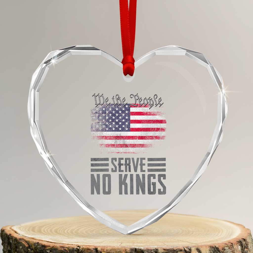 We The People Serve No Kings Heart Crystal Glass Ornament Patriotic Eagle American Flag TS02 Transparent Glass 3'' Heart Print Your Wear