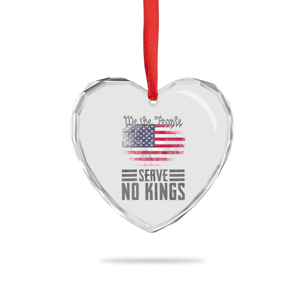 We The People Serve No Kings Heart Crystal Glass Ornament Patriotic Eagle American Flag TS02 Print Your Wear