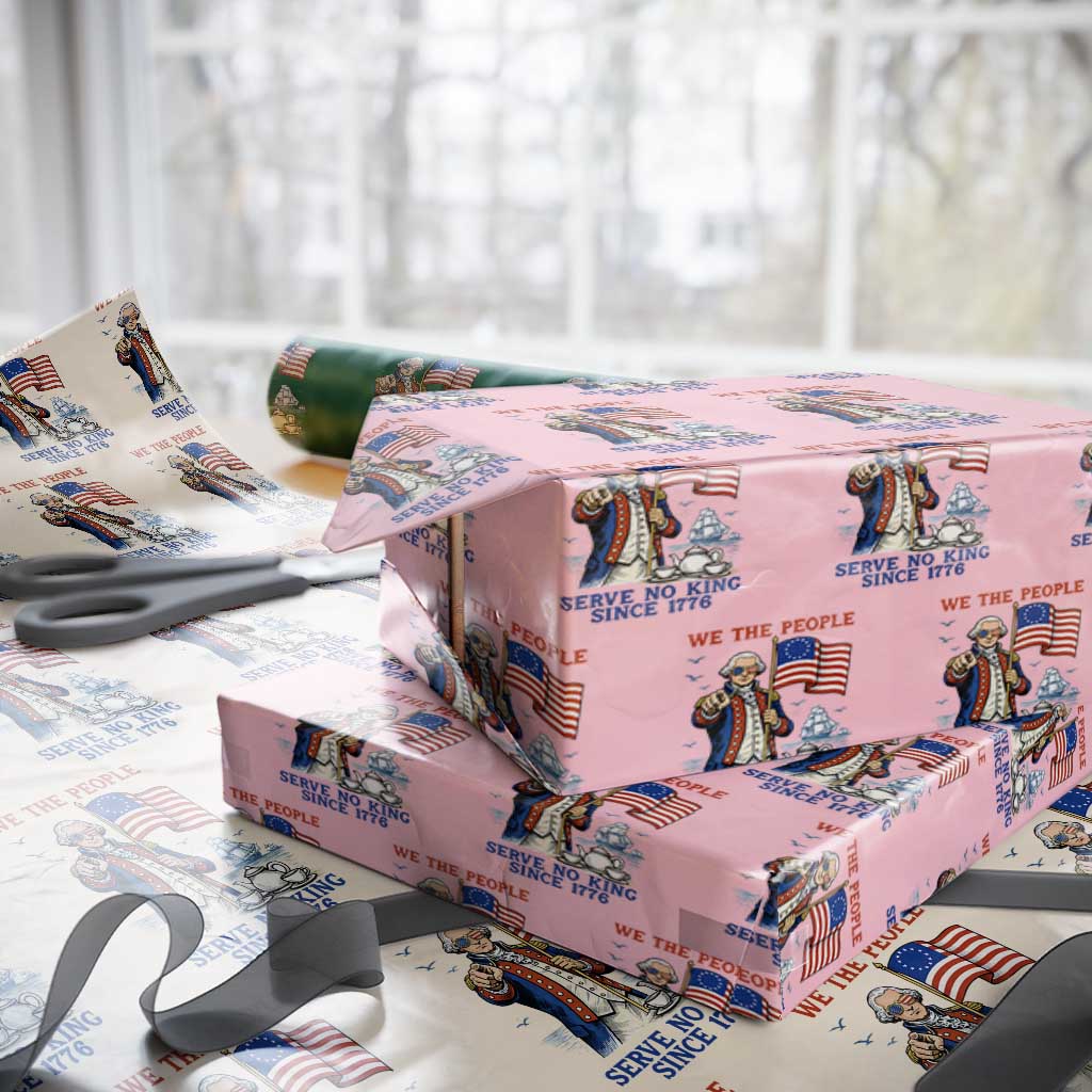 We The People Serve No Kings Wrapping Paper Roll Funny George Washington Protest TS12 Light Pink Print Your Wear