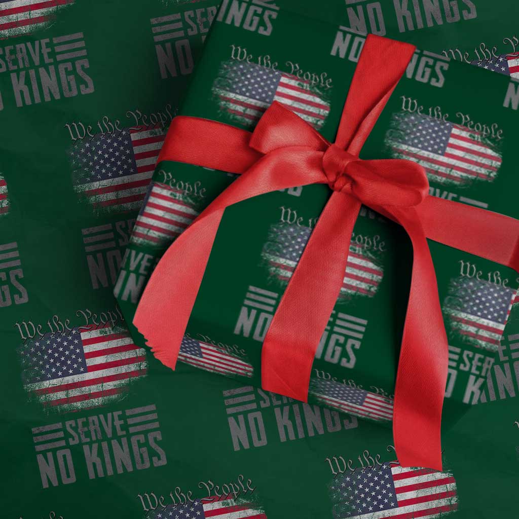 We The People Serve No Kings Wrapping Paper Roll Patriotic Eagle American Flag TS02 Green Print Your Wear