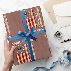 We the People Turning Point Wrapping Paper Roll Vintage American Flag and Freedom Patriotic Eagle TS02 Mocha Print Your Wear