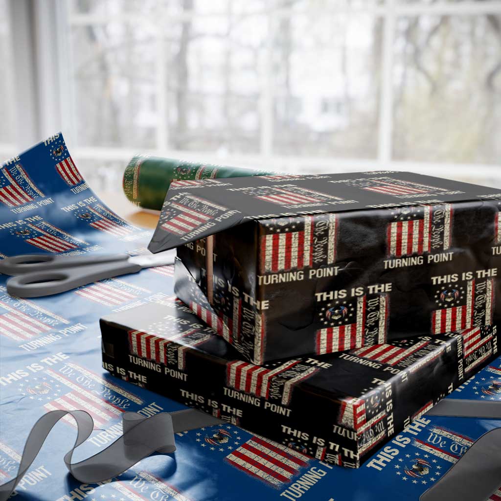 We the People Turning Point Wrapping Paper Roll Vintage American Flag and Freedom Patriotic Eagle TS02 Black Print Your Wear