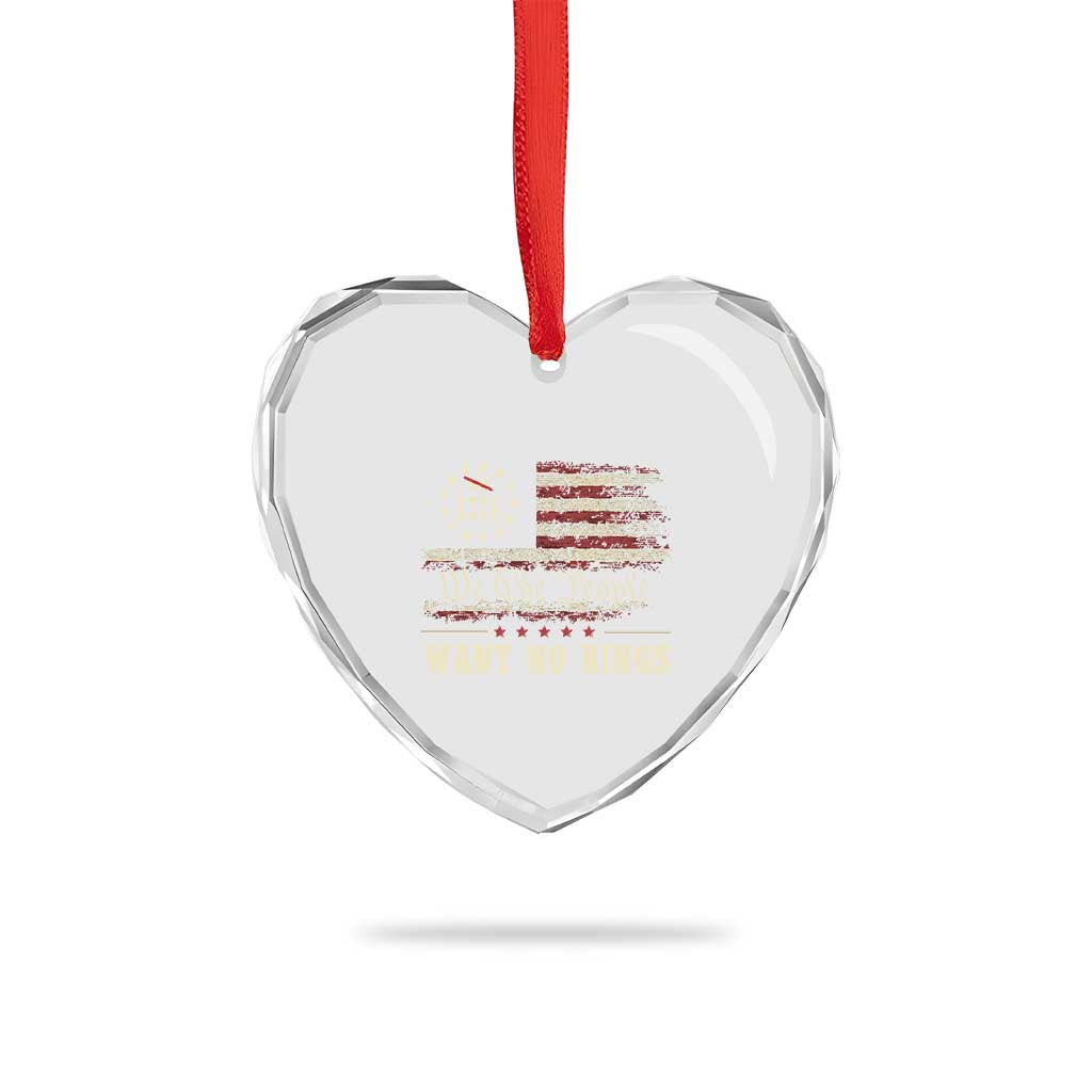 We The People Want No Kings Heart Crystal Glass Ornament Retro June 14th Vintage 1776 Flag Patriotic TS02 Print Your Wear