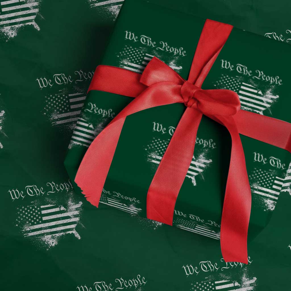We The People Wrapping Paper Roll Vintage Grunge American Flag 4th of July 1776 TS14 Green Print Your Wear