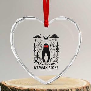 We Walk Alone Fresno Nightcrawler Heart Crystal Glass Ornament California Cryptid Hunter TS12 Transparent Glass 3'' Heart Print Your Wear
