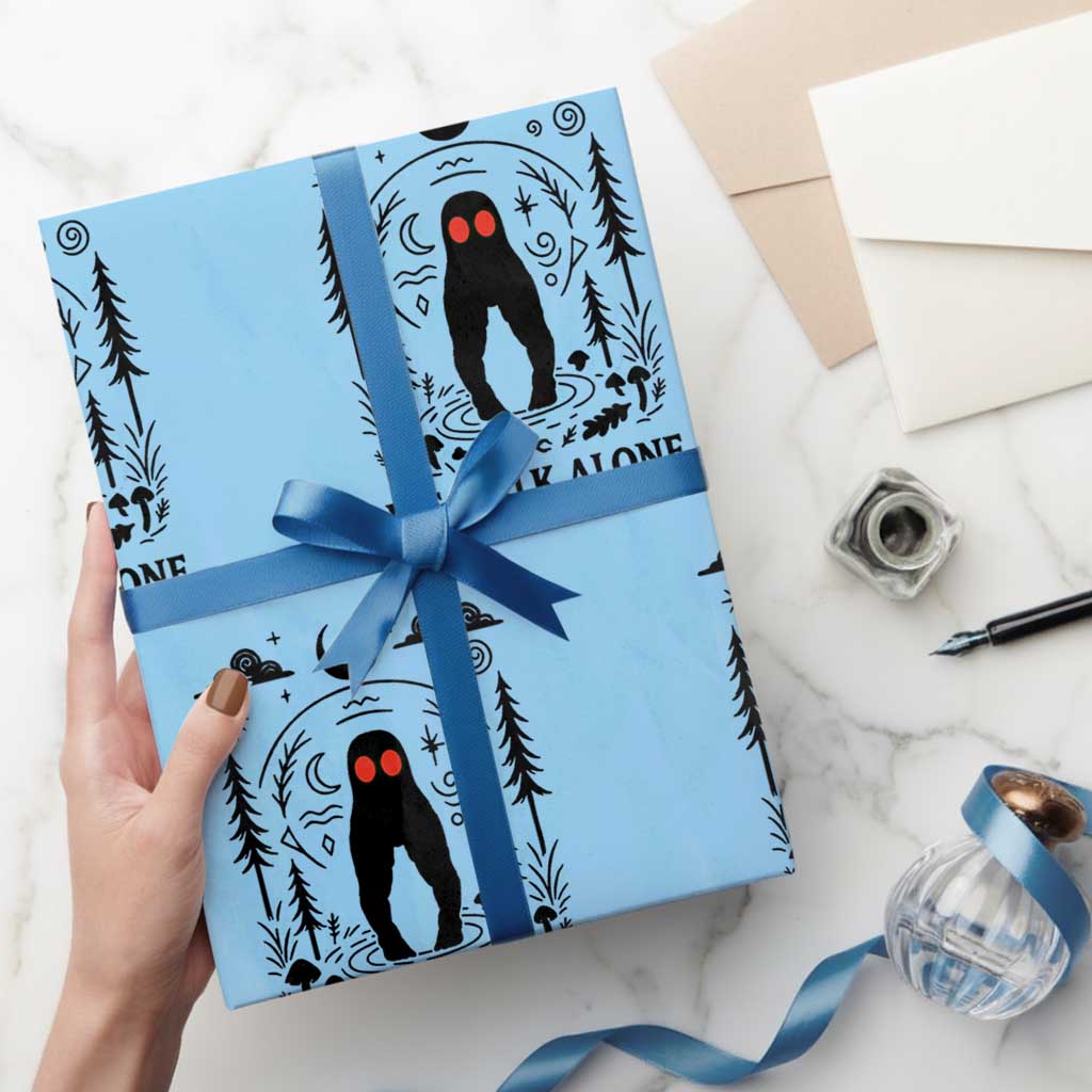 We Walk Alone Fresno Nightcrawler Wrapping Paper Roll California Cryptid Hunter TS12 Light Blue Print Your Wear