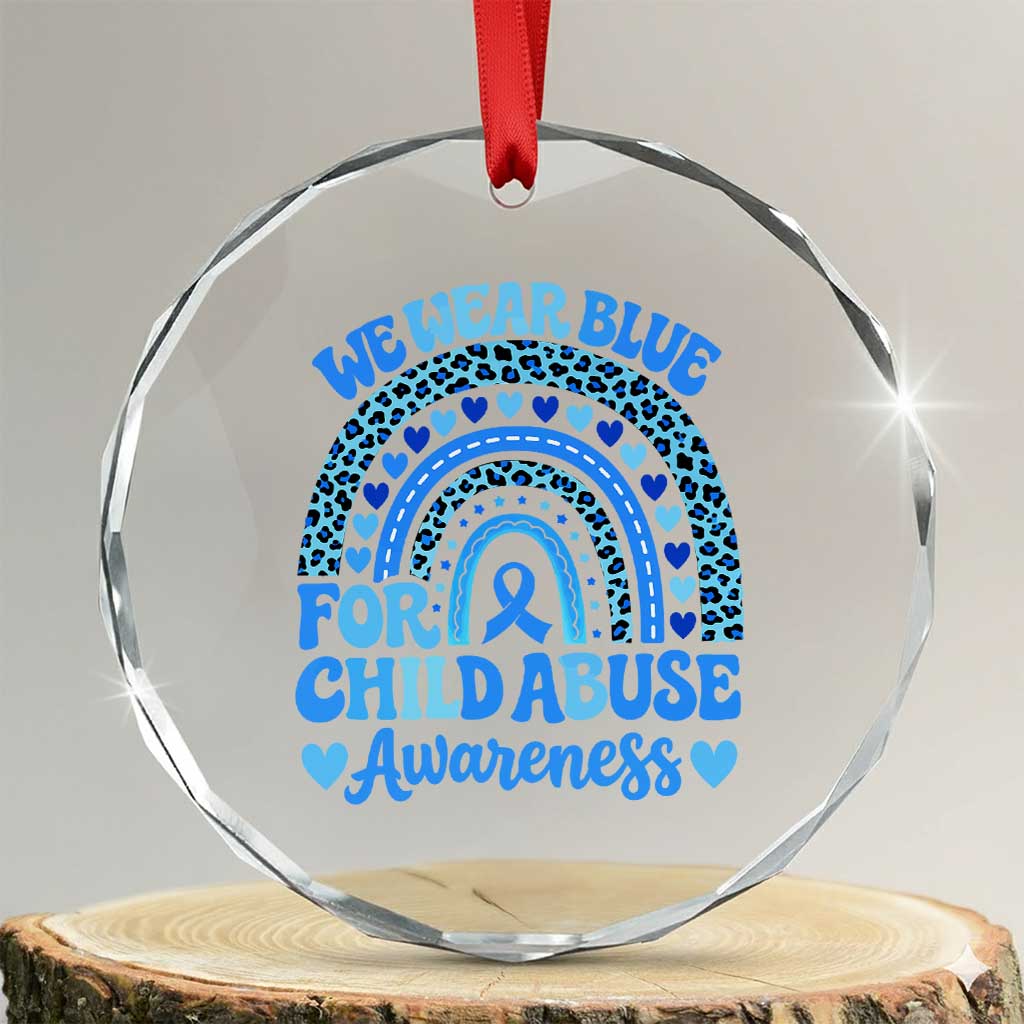 We Wear Blue Child Abuse Prevention Crystal Glass Ornament TS10 Transparent Glass 3'' Circle Print Your Wear