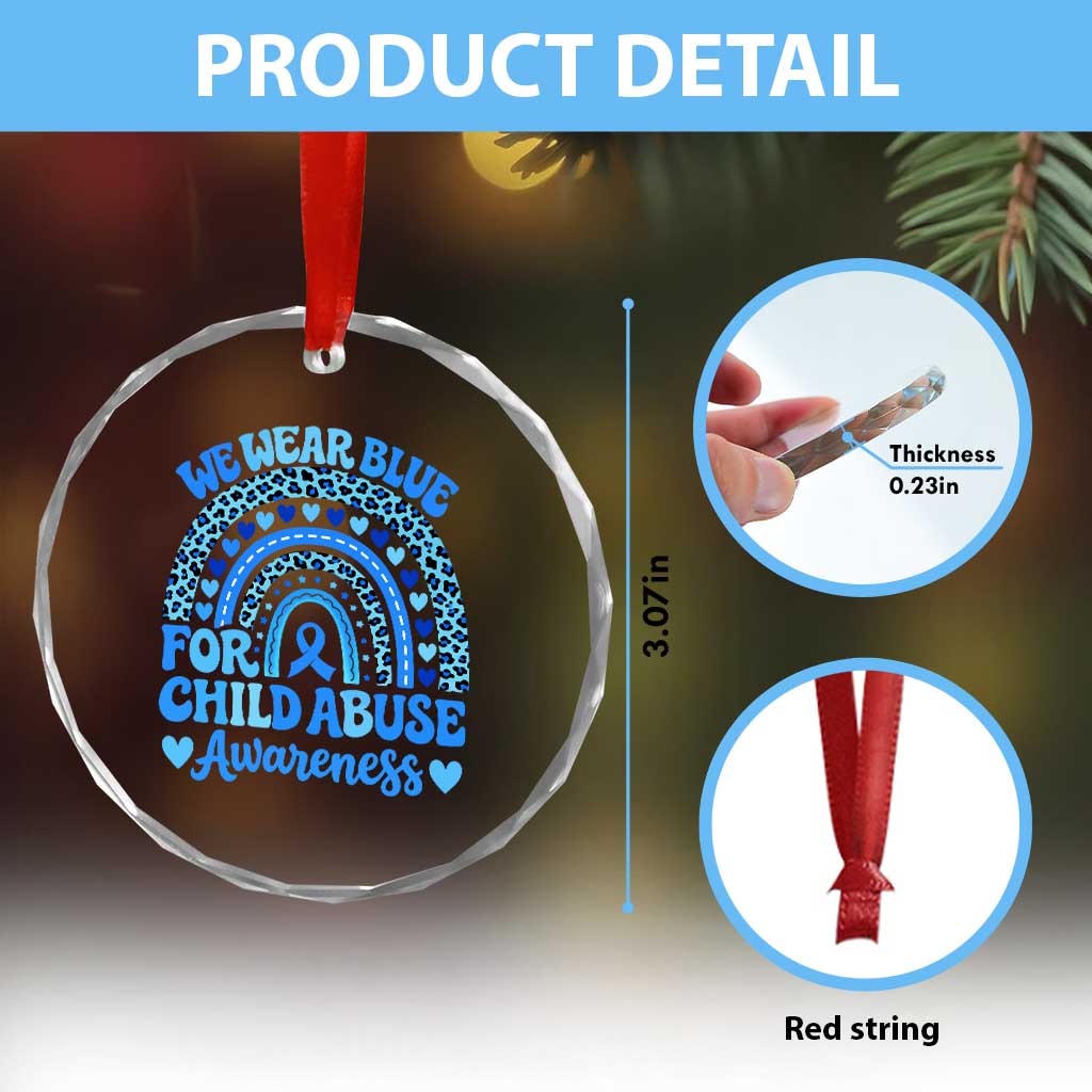 We Wear Blue Child Abuse Prevention Crystal Glass Ornament TS10 Print Your Wear