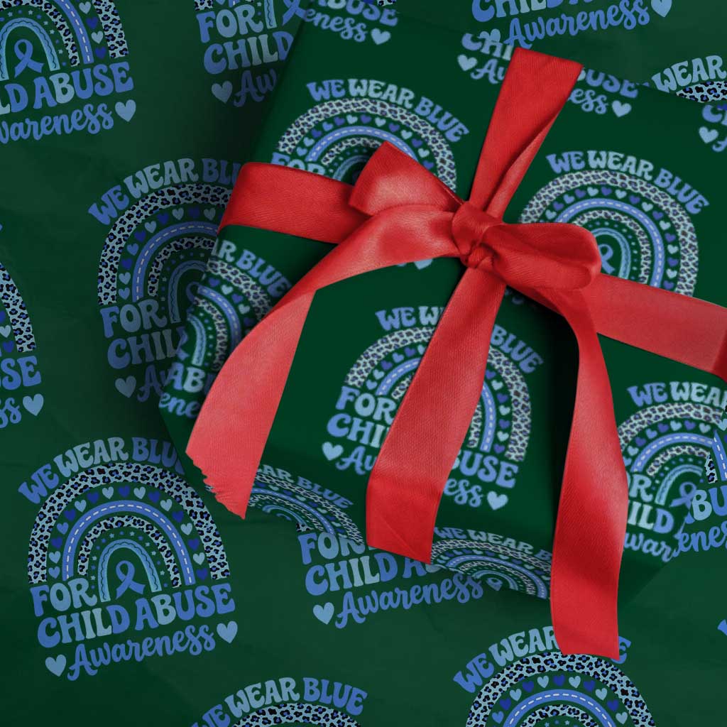 We Wear Blue Child Abuse Prevention Wrapping Paper Roll TS10 Green Print Your Wear