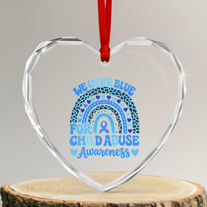 We Wear Blue Child Abuse Prevention Heart Crystal Glass Ornament TS10 Transparent Glass 3'' Heart Print Your Wear