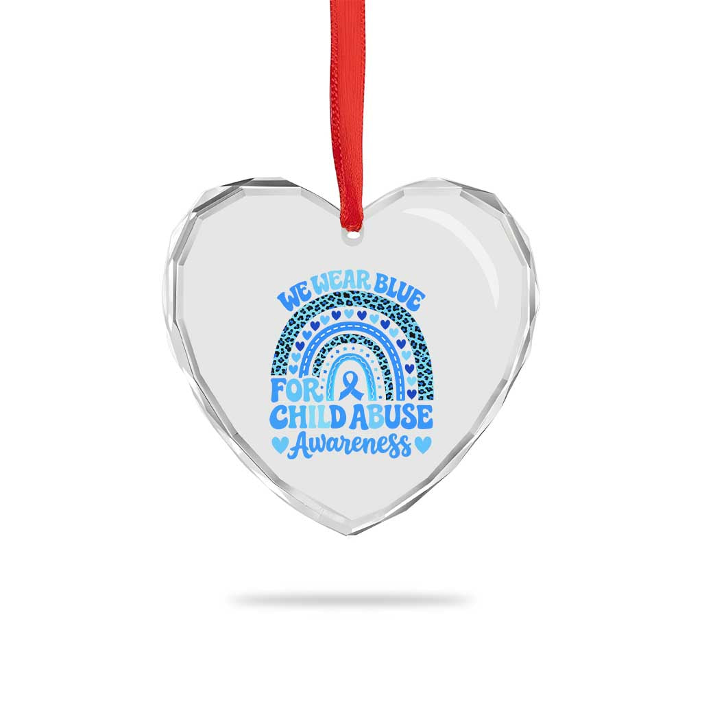 We Wear Blue Child Abuse Prevention Heart Crystal Glass Ornament TS10 Print Your Wear