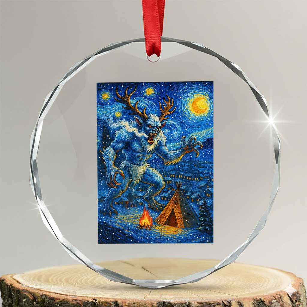 Wedigo Cryptid Christmas Crystal Glass Ornament Native American Starry Night Xmas TS14 Transparent Glass 3'' Circle Print Your Wear