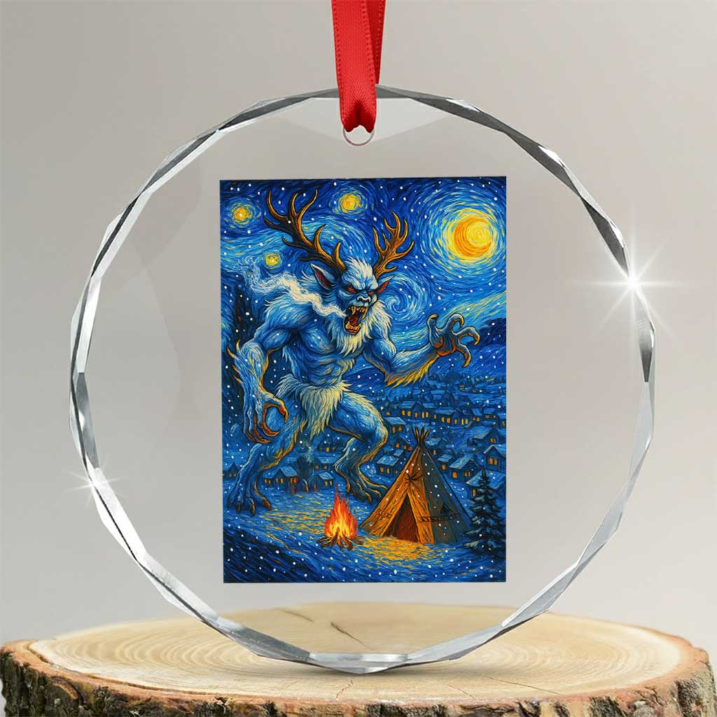 Wedigo Cryptid Christmas Crystal Glass Ornament Native American Starry Night Xmas TS14 Transparent Glass 3'' Circle Print Your Wear