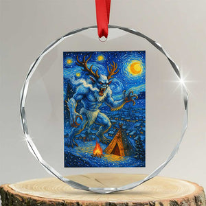 Wedigo Cryptid Christmas Crystal Glass Ornament Native American Starry Night Xmas TS14 Transparent Glass 3'' Circle Print Your Wear