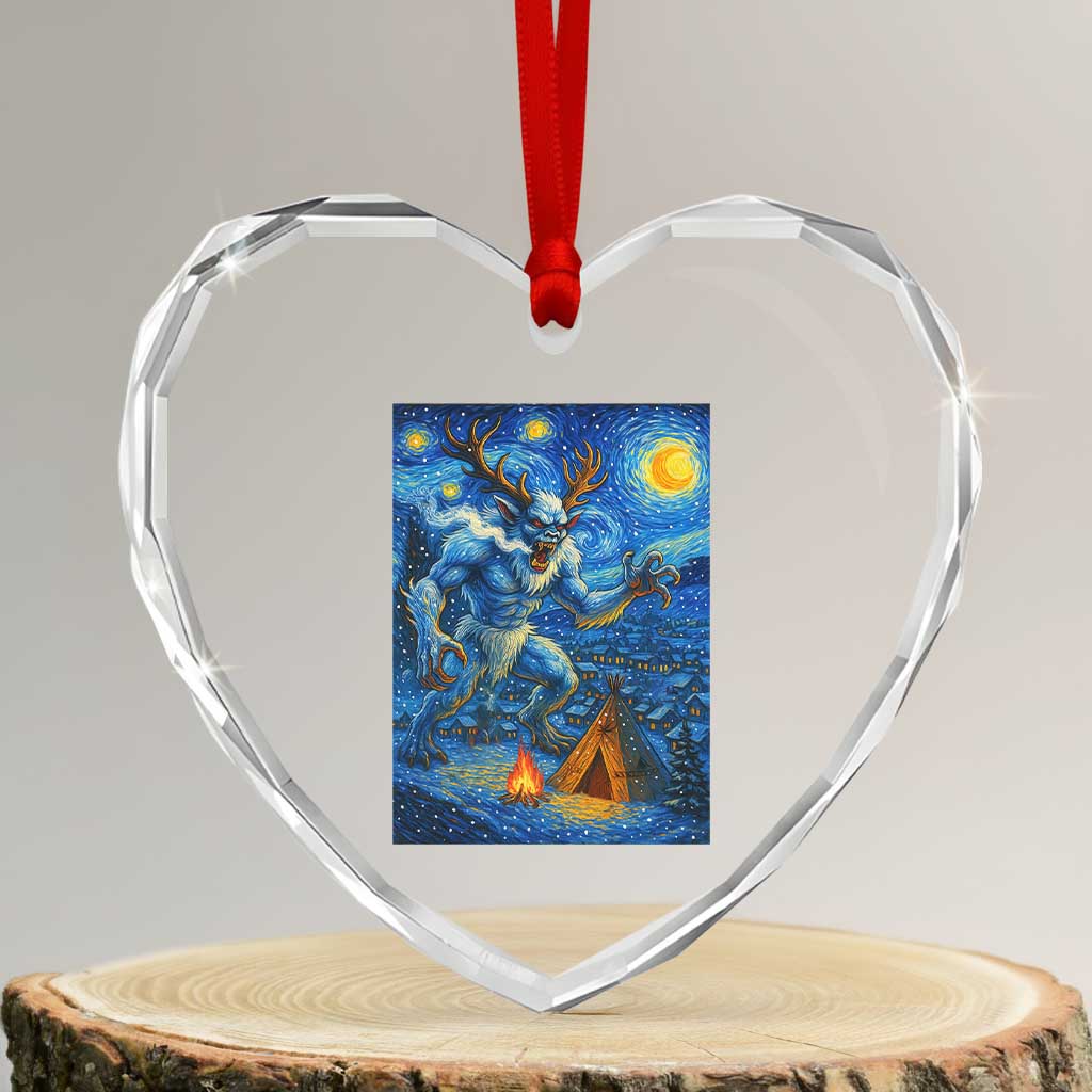 Wedigo Cryptid Christmas Heart Crystal Glass Ornament Native American Starry Night Xmas TS14 Transparent Glass 3'' Heart Print Your Wear
