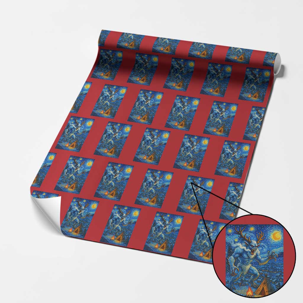 Wedigo Cryptid Xmas Wrapping Paper Roll Native American Starry Night Xmas TS14 Red Print Your Wear
