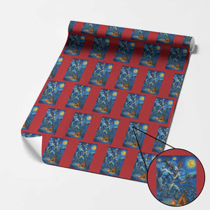 Wedigo Cryptid Xmas Wrapping Paper Roll Native American Starry Night Xmas TS14 Red Print Your Wear