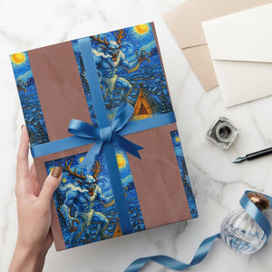 Wedigo Cryptid Xmas Wrapping Paper Roll Native American Starry Night Xmas TS14 Mocha Print Your Wear