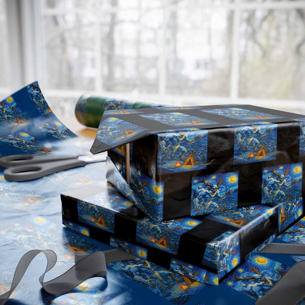 Wedigo Cryptid Xmas Wrapping Paper Roll Native American Starry Night Xmas TS14 Black Print Your Wear
