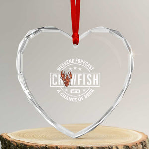 Weekend Forecast Crawfish With A Chance Of Beer Heart Crystal Glass Ornament TS11 Transparent Glass 3'' Heart Print Your Wear