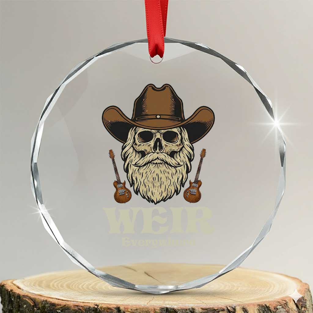Weir Everywhere Western Skull Guitarist Crystal Glass Ornament Legendary Musician Memorial Retro Tribute for Fans TS02 Transparent Glass 3'' Circle Print Your Wear