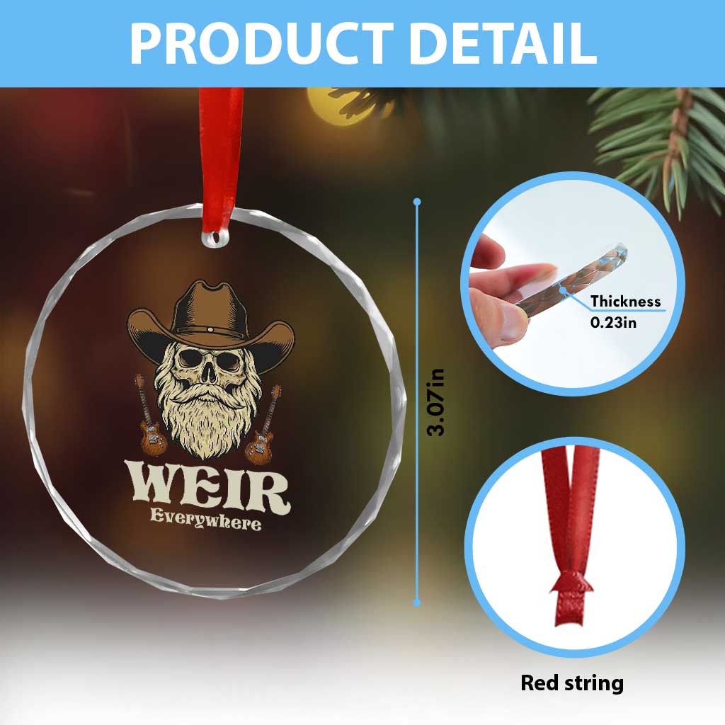 Weir Everywhere Western Skull Guitarist Crystal Glass Ornament Legendary Musician Memorial Retro Tribute for Fans TS02 Print Your Wear