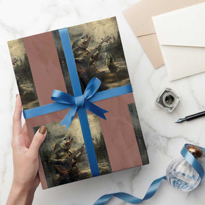 Weird Bass Fish Playing Bass Guitar Wrapping Paper Roll Funny Cursed Meme TS14 Mocha Print Your Wear