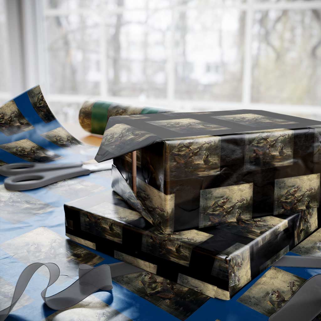 Weird Bass Fish Playing Bass Guitar Wrapping Paper Roll Funny Cursed Meme TS14 Black Print Your Wear