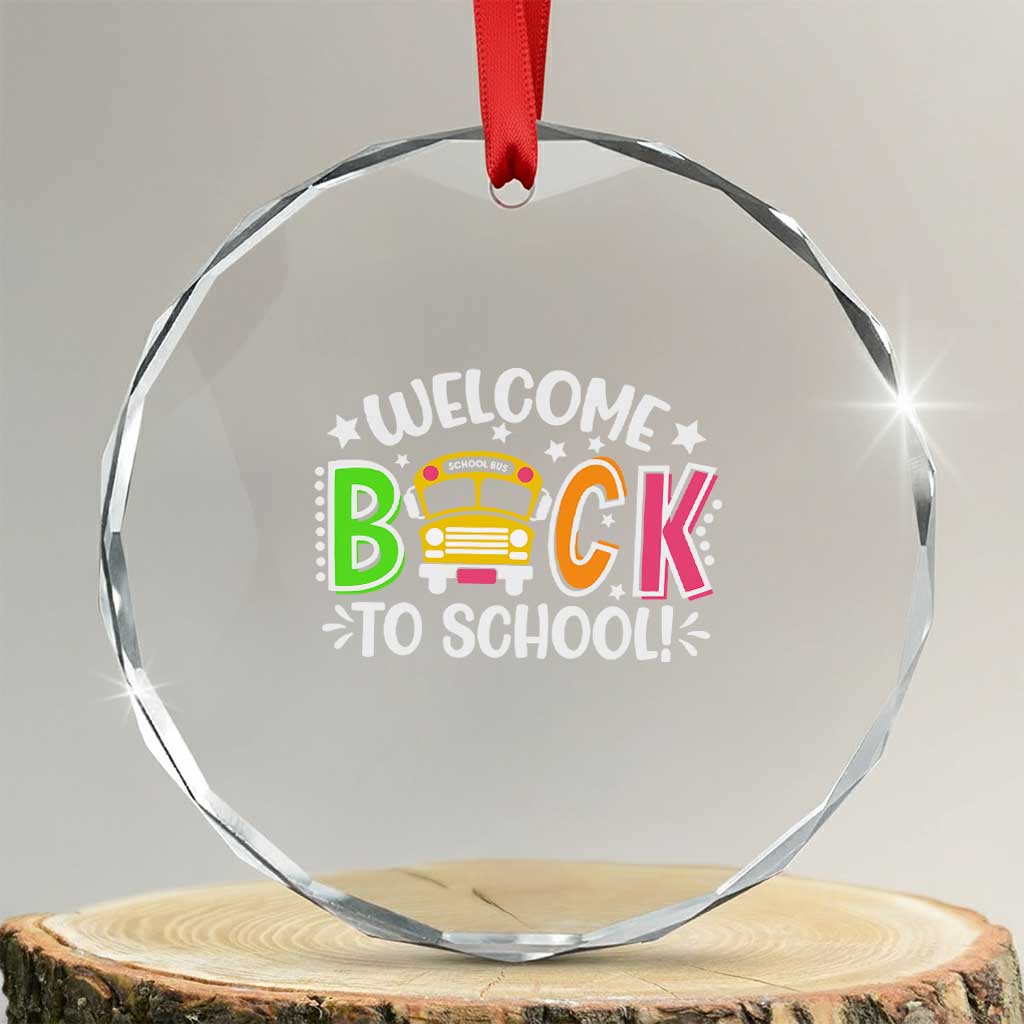 Welcome Back to School Bus Driver Crystal Glass Ornament First Day for School Gifts TS01 Transparent Glass 3'' Circle Print Your Wear