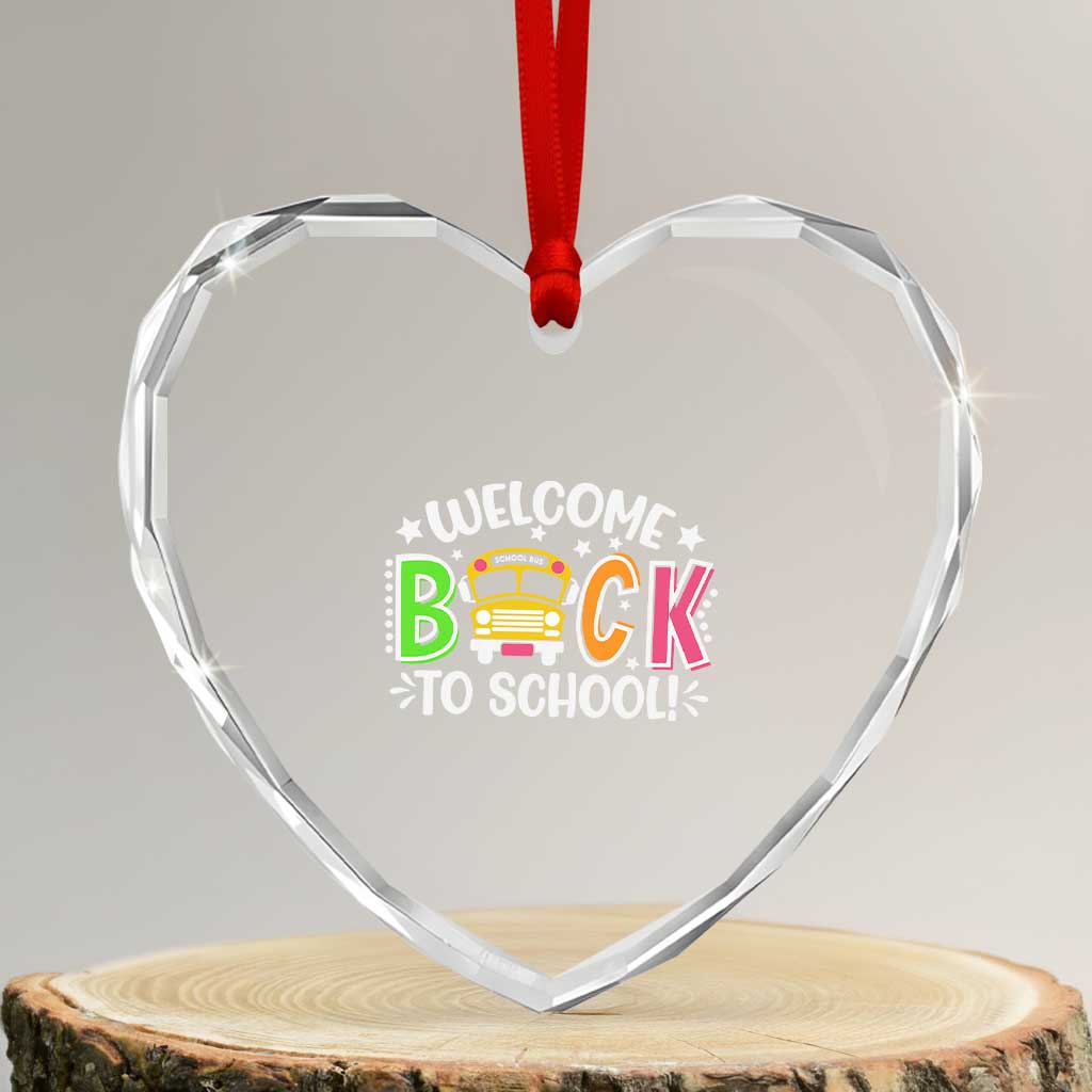 Welcome Back to School Bus Driver Heart Crystal Glass Ornament First Day for School Gifts TS01 Transparent Glass 3'' Heart Print Your Wear