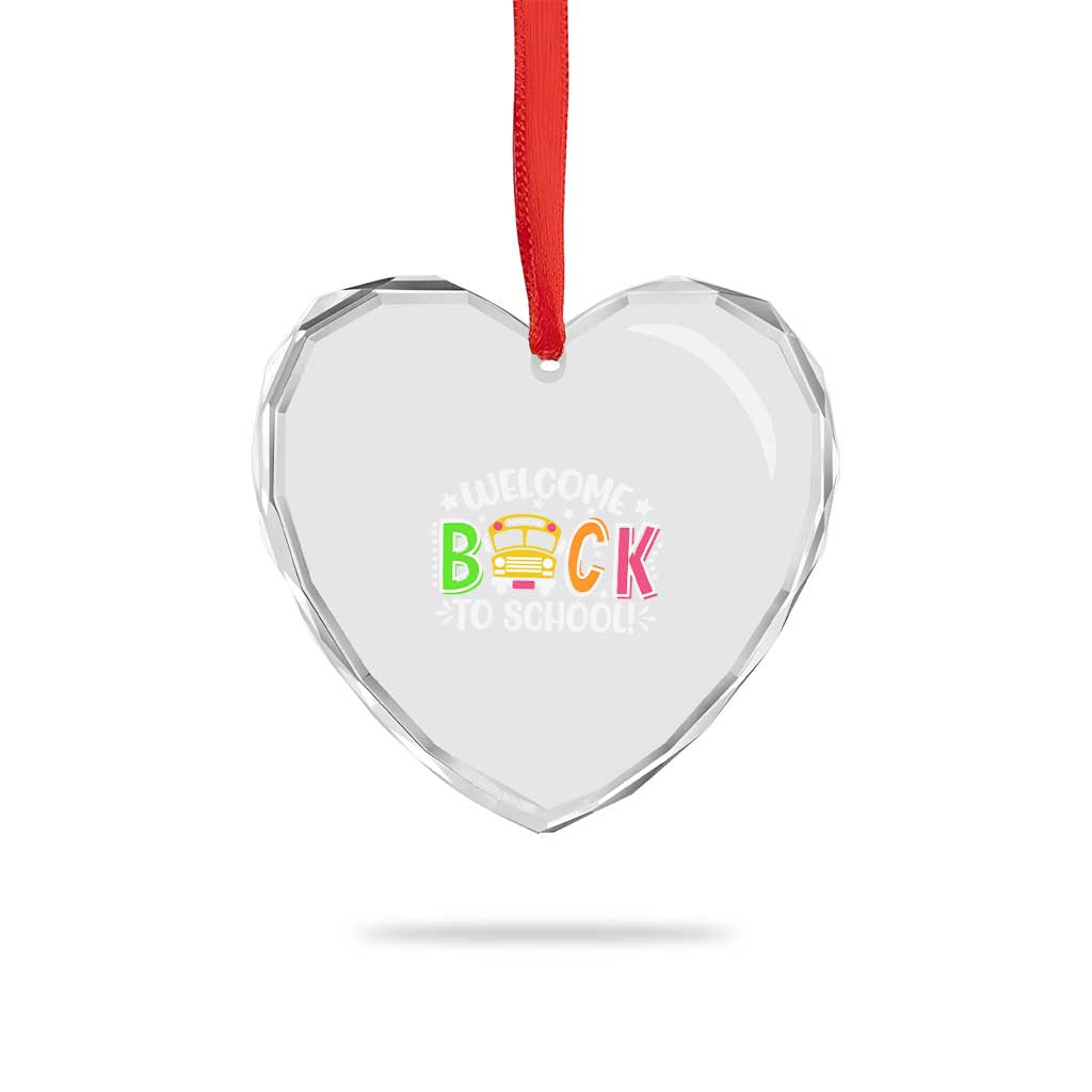 Welcome Back to School Bus Driver Heart Crystal Glass Ornament First Day for School Gifts