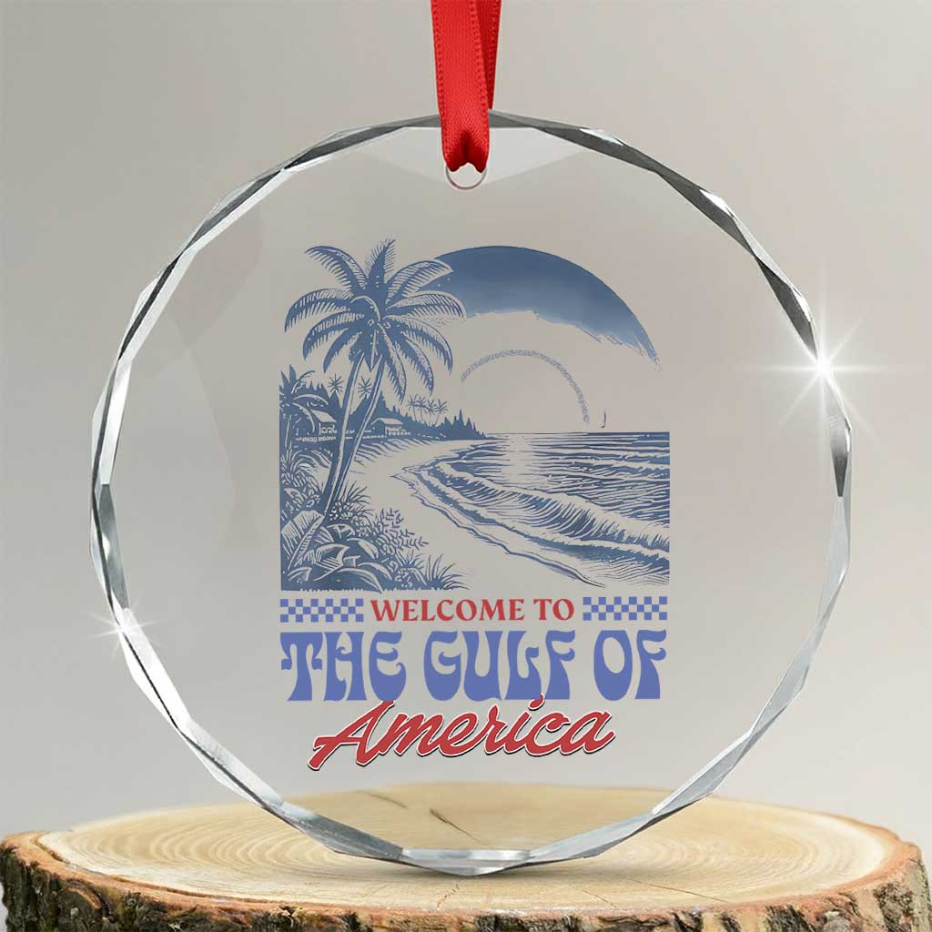 Welcome To America's Gulf Crystal Glass Ornament Retro Vintage Beach TS02 Transparent Glass 3'' Circle Print Your Wear