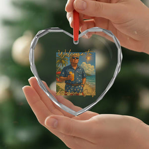 Welcome To Americas Gulf Heart Crystal Glass Ornament Funny Trump Americana Retro Summer Vibe TS02 Print Your Wear