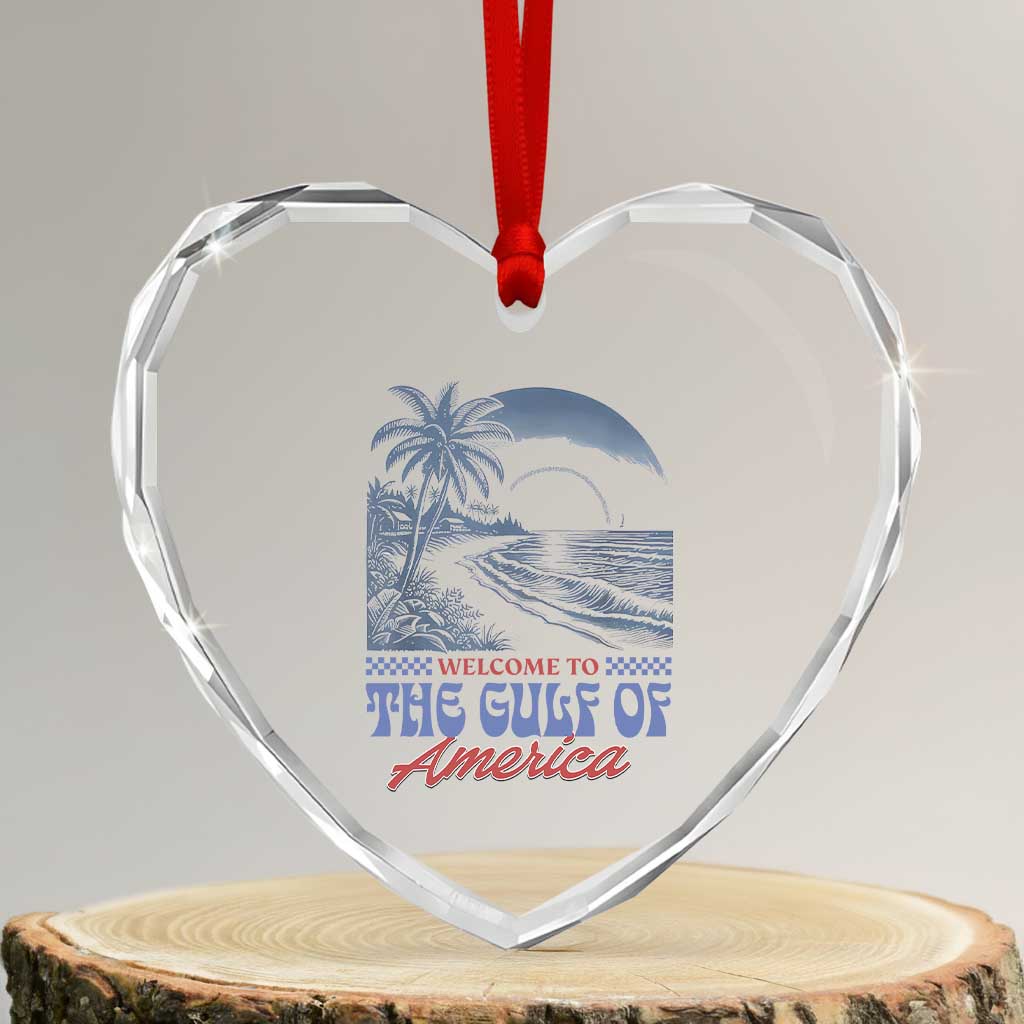 Welcome To America's Gulf Heart Crystal Glass Ornament Retro Vintage Beach TS02 Transparent Glass 3'' Heart Print Your Wear