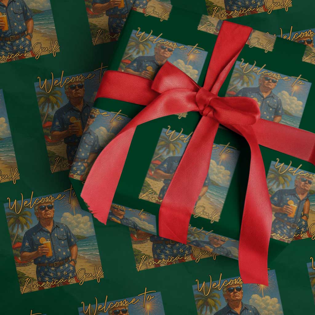 Welcome To Americas Gulf Wrapping Paper Roll Funny Trump Americana Retro Summer Vibe TS02 Green Print Your Wear