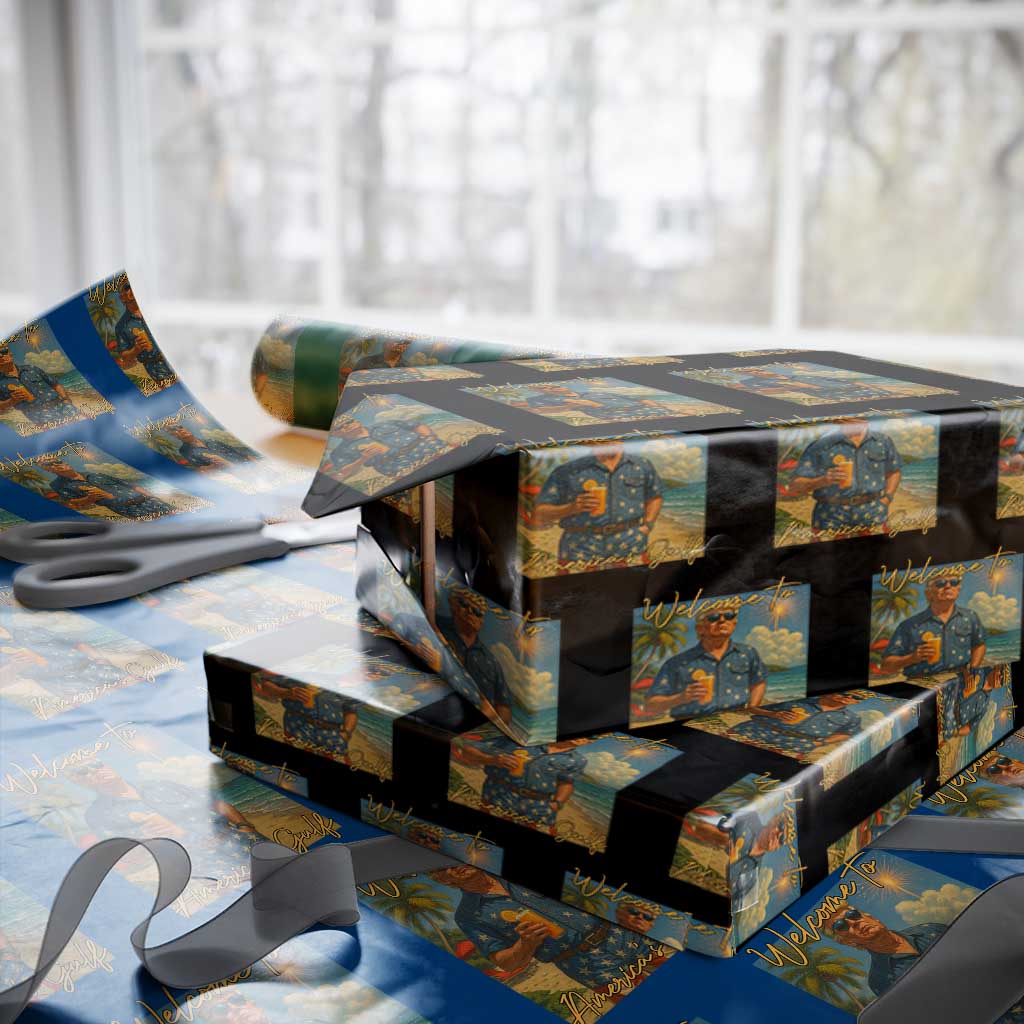 Welcome To Americas Gulf Wrapping Paper Roll Funny Trump Americana Retro Summer Vibe TS02 Black Print Your Wear