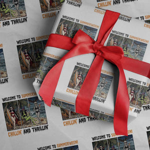 Welcome To Summerween Chillin And Thrillin Wrapping Paper Roll Funny Summer Halloween