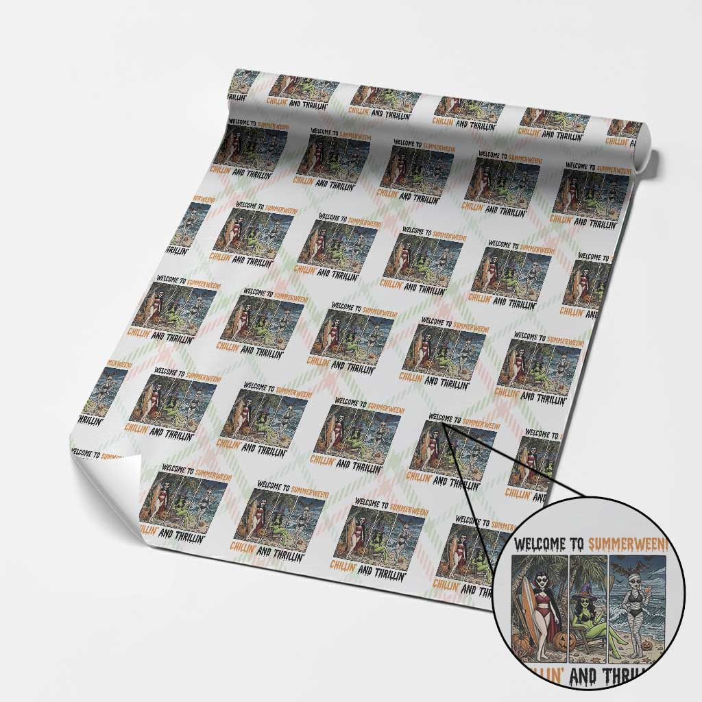 Welcome To Summerween Chillin And Thrillin Wrapping Paper Roll Funny Summer Halloween