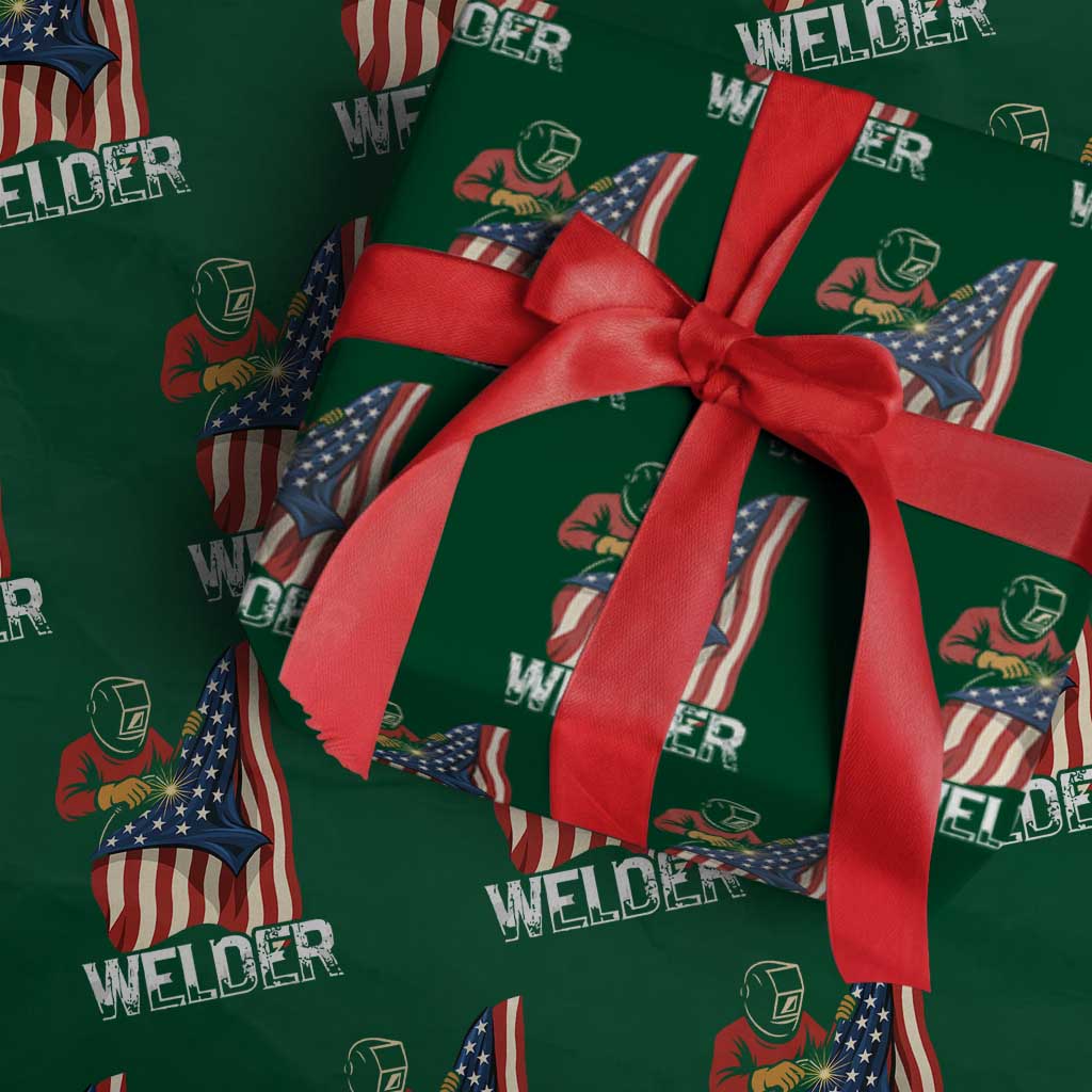Welder Patriotic American Flag Wrapping Paper Roll TS14 Green Print Your Wear