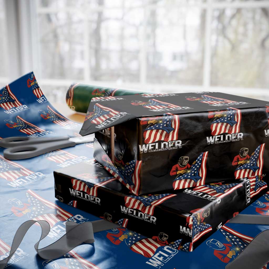 Welder Patriotic American Flag Wrapping Paper Roll TS14 Black Print Your Wear