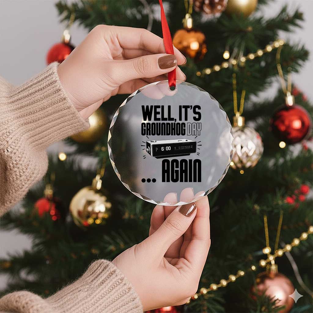 Well Its Groundhog Day Again Crystal Glass Ornament Funny Woodchuck Groundhog TS11 Print Your Wear