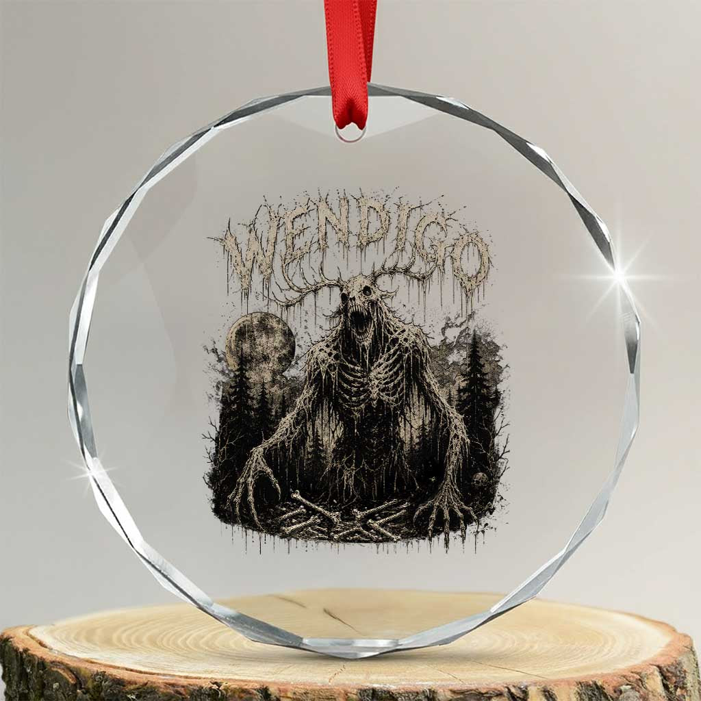 Wendigo Cryptid Monster Crystal Glass Ornament Heavy Metal Dark Fantasy Horror Graphic TS10 Transparent Glass 3'' Circle Print Your Wear
